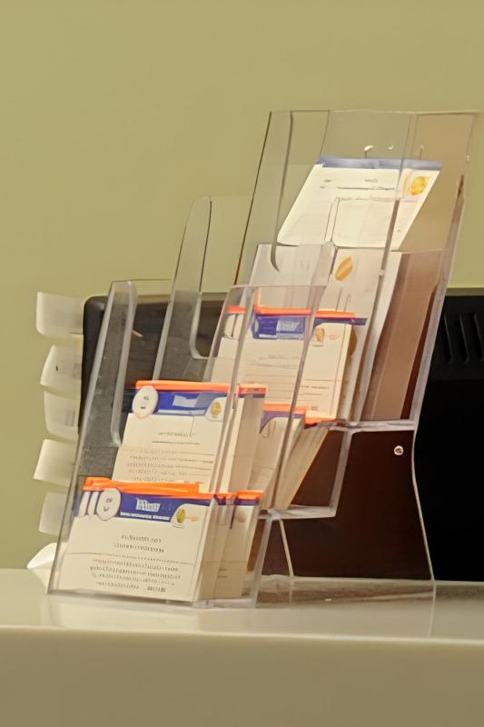 (10,5x21)%203%20Katlı%20Masaüstü%20Cep%20Akrilik%20Evrak%20Rafı%20Broşürlük