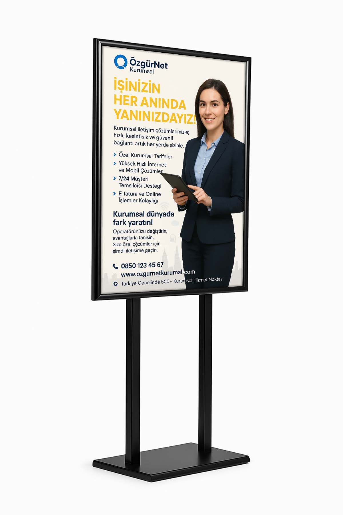 Çift%20Taraflı%20Sac%20Taban%20İnfo%20Pano%20Ayaklı%20Poster%20Pano%20Siyah