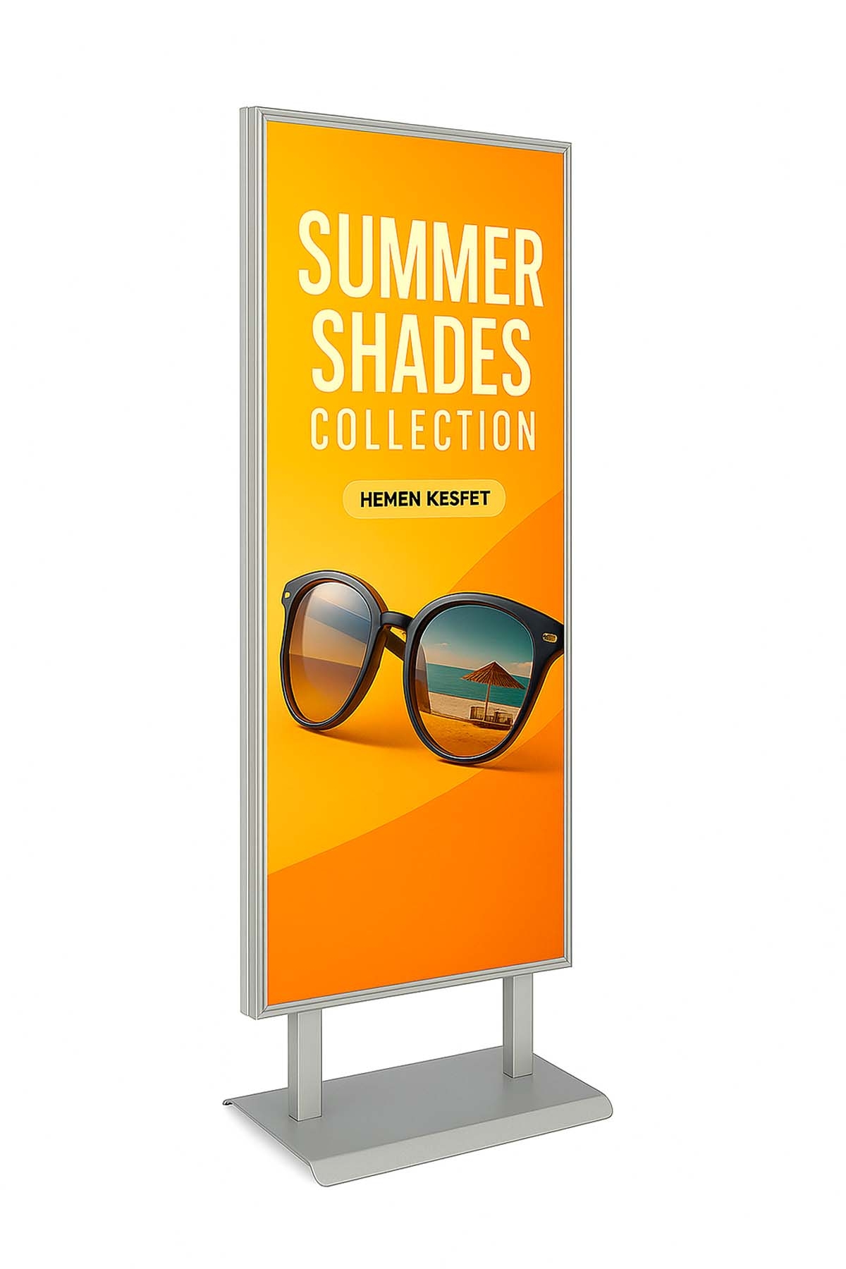 Çift%20Taraflı%20Sac%20Taban%20Kaldırım%20Reklam%20Panosu%20Ayaklı%20Poster%20Pano%20Gri%2050x140