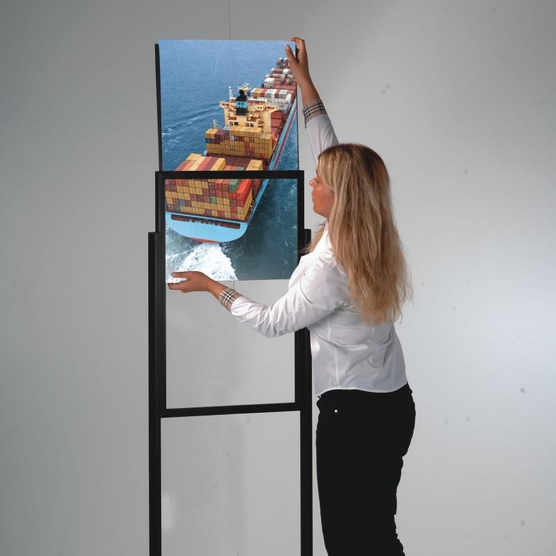 Alüminyum%20Sürgülü%20Poster%20Pano%20Siyah%20Çift%20Kat%20Katlı