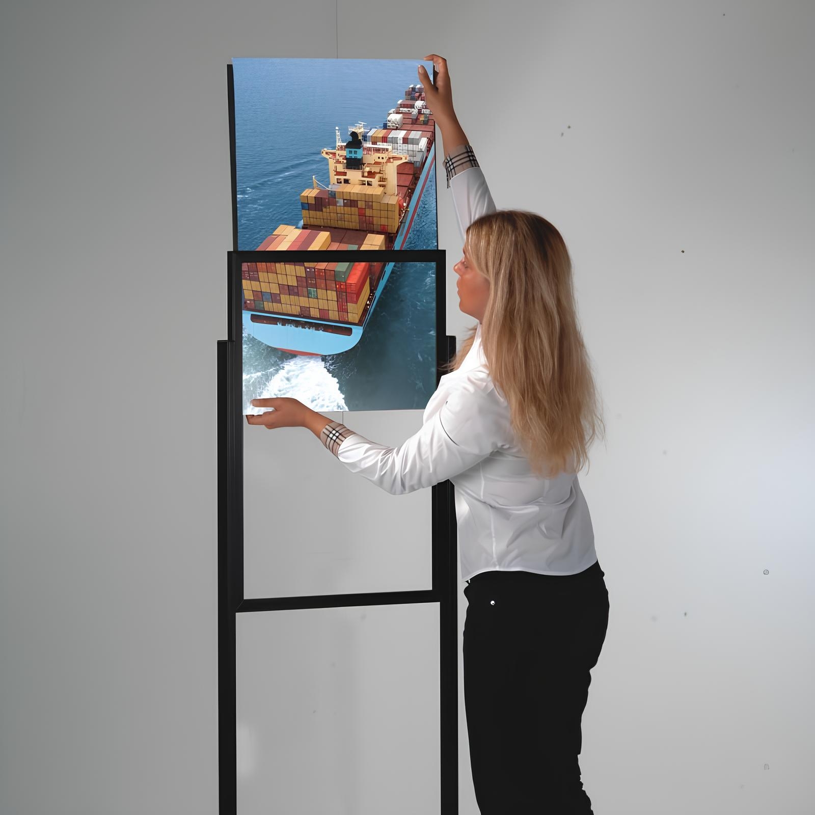 Alüminyum%20Sürgülü%20Poster%20Pano%20Siyah%20Tek%20Katlı