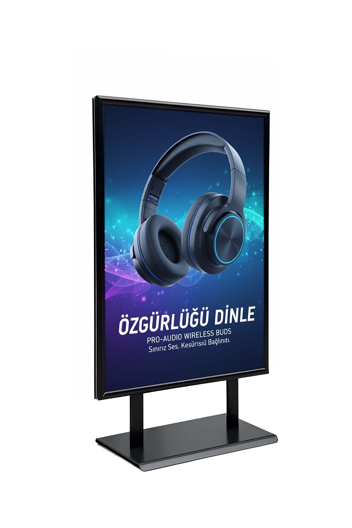 Çift%20Taraflı%20Sac%20Taban%20Kaldırım%20Reklam%20Panosu%20Ayaklı%20Poster%20Pano%20Siyah