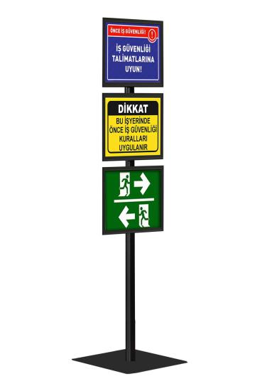 3 Katlı Menü Bilgilendirme Yönlendirme Panosu Siyah