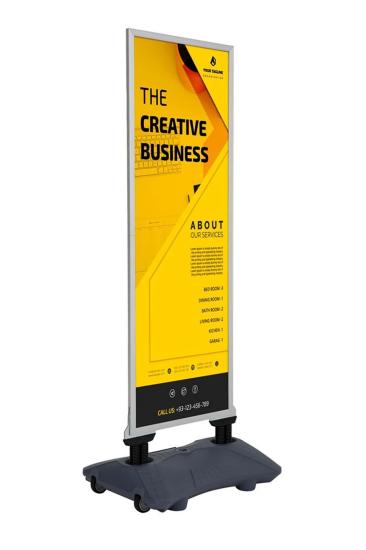 WindPro Slim Gri Tek Kat Kaldırım Reklam Panosu Ayaklı Poster Pano 152x60 cm