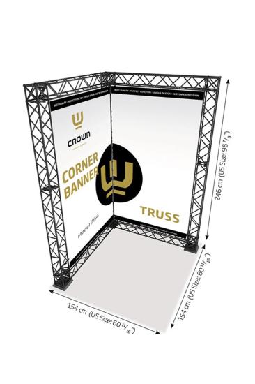 Crown Truss, Stand Dikey İkili Banner Tanıtım Stand 154 x 154 x 246 cm