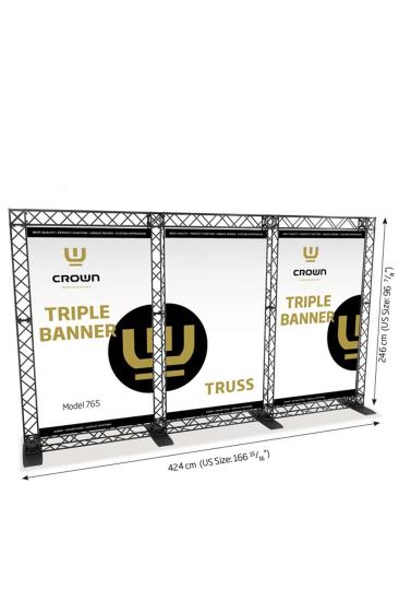 Crown Truss, Stand Dikey Üçlü Banner Tanıtım Stand 424 x 246 cm