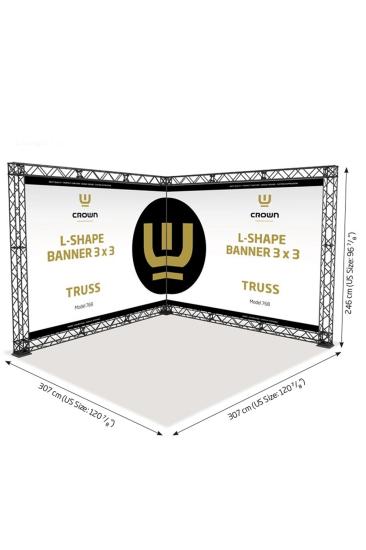 Crown Truss, Stand L Tipi Banner Tanıtım Stand 307 x 307 x 246 cm