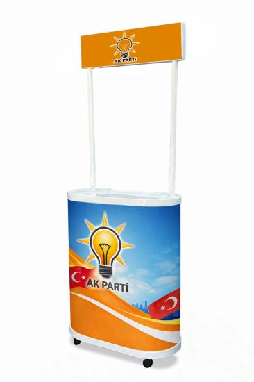 Ak Parti Oval Tekerlekli Reklam Tanıtım ve Tadım Standı