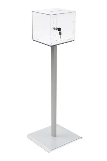 Kırılmaz Şeffaf Ayaklı Dilek, Şikayet Kutusu, Bahşiş Kutusu, Kumbara Tip Box Kilitli 20x20x20 cm