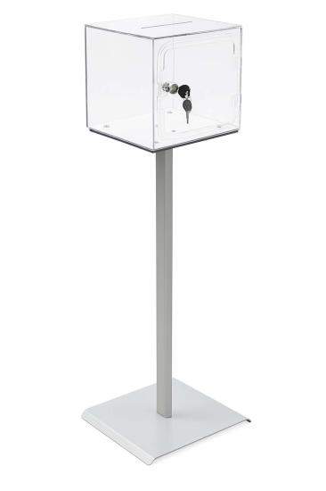 Kırılmaz Şeffaf Ayaklı Dilek, Şikayet Kutusu, Bahşiş Kutusu, Kumbara Tip Box Kilitli 25x25x25 cm