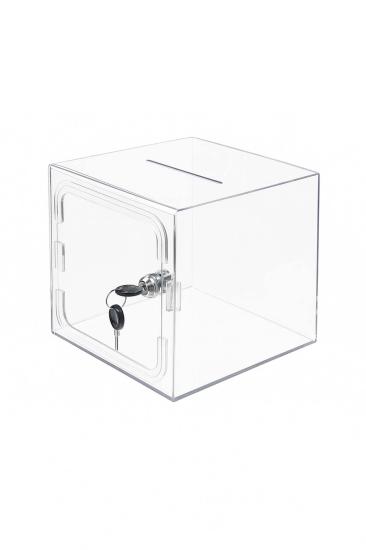 Kırılmaz Şeffaf Dilek, Şikayet Kutusu, Bahşiş Kutusu, Kumbara Tip Box Kilitli 20x20x20 cm