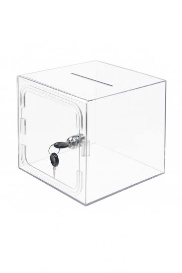 Kırılmaz Şeffaf Dilek, Şikayet Kutusu, Bahşiş Kutusu, Kumbara Tip Box Kilitli 25x25x25 cm