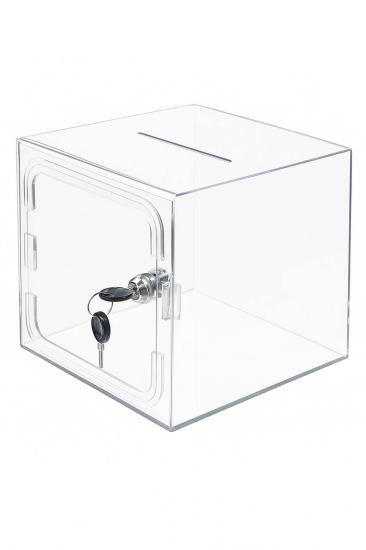 Kırılmaz Şeffaf Dilek, Şikayet Kutusu, Bahşiş Kutusu, Kumbara Tip Box Kilitli 30x30x30 cm