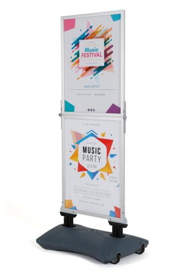WindPro Slim Gri 50x70 Çift Kat Kaldırım Reklam Panosu Ayaklı Poster Pano 